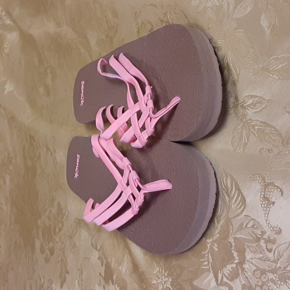 SANUK Women's Yoga Sandy Flip-Flops Sandals Size W10 Color Burnt Coral LIKE NEW - Picture 2 of 11